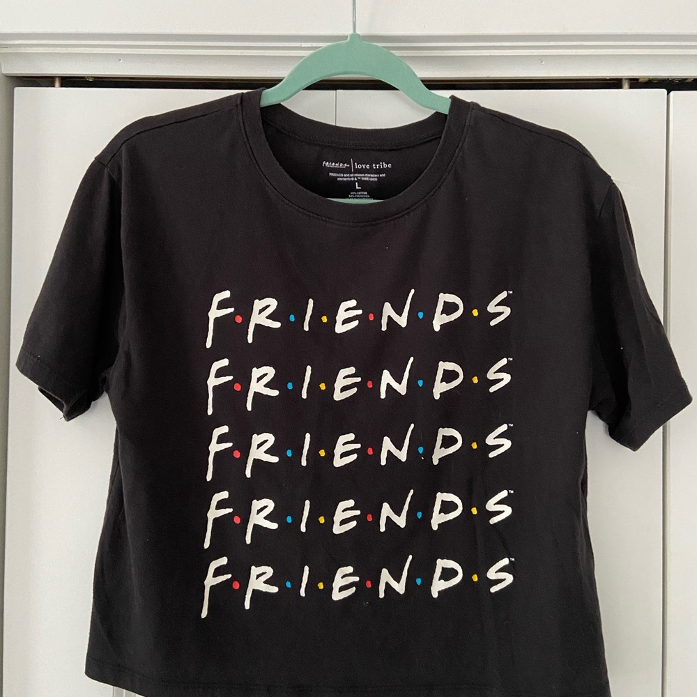 Love Tribe Friends Graphic Crop Tee - Black - Large - Picture 2 of 3